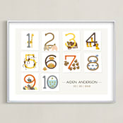 "Let's Count" - Personalized Art Print in Latte by Bella Expressions-Linda Birtel - Framed