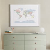 "Pastels nursery world map " - Art Print in Pastel colors by Rosana Laiz Blursbyai - In a Room