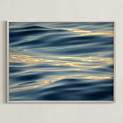 "Gold On the Water" - Art Print in ocean teal blue by Sea and Sky - Framed