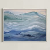"surf play!" - Art Print in blue teal by Teodora Guererra - Framed