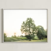 "One horizon" - Art Print in Natural khaki by Lying on the grass - Framed