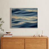 "Gold On the Water" - Art Print in ocean teal blue by Sea and Sky - In a Room