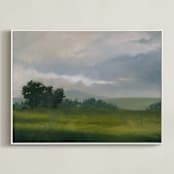 "Broken Clouds" - Art Print in Stormy Green by Stephanie Goos Johnson - Framed Canvas