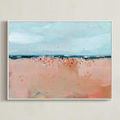 "Busy Beach" - Art Print in Sea by Lindsay Megahed - Framed Canvas