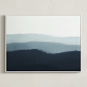 "Ridgeline" - Art Print in Indigo by Rebecca Rueth - Framed Canvas