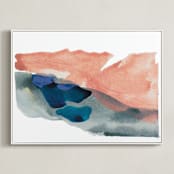 "Morning River" - Art Print in Blush Pink by Lauren Adams - Framed Canvas