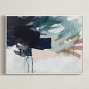 "Following The Pack" - Art Print in Midnight Blue by Jennifer Daily - Framed Canvas