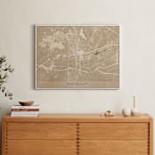 "Vintage-looking map of Winston-Salem NC" - Art Print in Sepia by Rosana Laiz Blursbyai - In a Room
