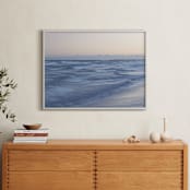"Soft Waves and Lighted Pier After Sunset" - Art Print in Bluish Gray by Kathy Van Torne - In a Room