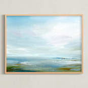 "Lagoon" - Art Print in Soft Sage by Roberta Hoiness Art - Framed