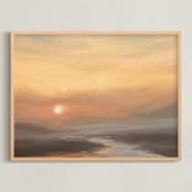 "Meet Me There" - Art Print in Peach Sunrise by Christa Kimble - Framed