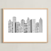 "Linear Cityscape" - Art Print in Black by Daniela - Framed