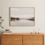 "Misty lake" - Art Print in autumn green by Kamala Nahas - In a Room