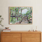 "Stairs to the Park" - Art Print in Sunsoaked Leaf Green by The Tattered Traveler - In a Room