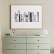 "Linear Cityscape" - Art Print in Black by Daniela - In a Room