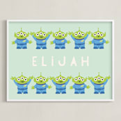 "Disney and Pixar's Toy Story Aliens" - Personalized Art Print in Wasabi by Vivian Yiwing - Framed