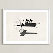 "Mickey and Minnie on the plane" - Art Print in Ivory by Sumak Studio - Framed