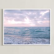 "Moody Atlantic" - Art Print in Lavender Sunrise by Kate Ross - Framed