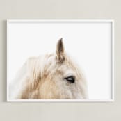 "Le Creme Cheval" - Art Print in Peaches + Cream by Amy Carroll - Framed