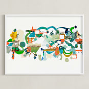 "Green Hills" - Art Print in Verdant Green by Erin McCluskey Wheeler - Framed