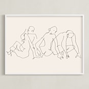 "Awaking" - Art Print in Monochrome by Catilustre - Framed
