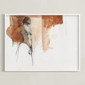 "after the bath" - Art Print in burnt sienna by Patricia Robitaille - Framed