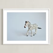 "Oh, Zebra" - Art Print in Soft Grey by Kinga Subject - Framed