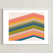"Retro Stripes" - Art Print in Pool by Beth Vassalo - Framed
