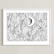 "Peek A Boo" - Art Print in Black & White by Helen H Wu - Framed