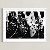 "Guitars, Monochrome" - Art Print in Black by Jason - Framed
