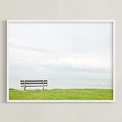 "Contemplating The Horizon" - Art Print in Silver Blue by Alexandra Feo - Framed
