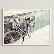 "Italian Bicycle" - Art Print in Sage Green by Three Kisses Studio - Framed