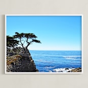 "The lone cypress-1" - Art Print in marine blue by NSMARK - Framed