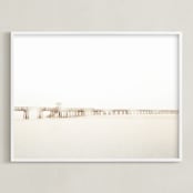 "Stormy Pier 2" - Art Print in sand by Kamala Nahas - Framed