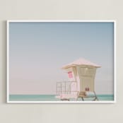 "Laguna Beach #1" - Art Print in Blue Blush by Shannon Howard - Framed
