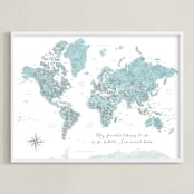 "Where I've never been world map" - Art Print in Ziggurat by Rosana Laiz Blursbyai - Framed