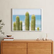 "Cactus at the Sea" - Art Print in light blue by Dariela Cruz - In a Room