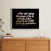 "Philippians 4:11 NIV" - Art Print in gold by Ramoncita - aticnomar - In a Room