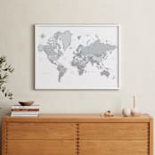 "Dominique world map" - Art Print in Cold grey and white by Rosana Laiz Blursbyai - In a Room