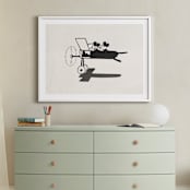 "Mickey and Minnie on the plane" - Art Print in Ivory by Sumak Studio - In a Room