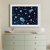 "Through space and time" - Art Print in Prussian blue by raven erebus - In a Room