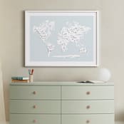 "Beautiful World Map" - Art Print in Soft Sky by Jessie Steury - In a Room