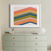 "Retro Stripes" - Art Print in Pool by Beth Vassalo - In a Room