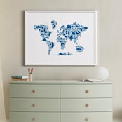 "Little Big World Map" - Art Print in Bluebell by Jessie Steury - In a Room