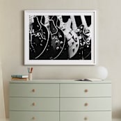 "Guitars, Monochrome" - Art Print in Black by Jason - In a Room