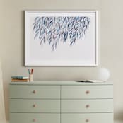 "Dreaming of Leaves" - Art Print in White by Priscilla Lee - In a Room