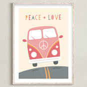 "Peace and Love Van" - Art Print in Rosey by Chelsey Scott - Framed