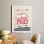 "Peace and Love Van" - Art Print in Rosey by Chelsey Scott - In a Room