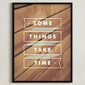 "Some Things Take Time" - Art Print in Light Aqua by Monica Tuazon - Framed