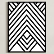 "Abstract simple geometric design" - Art Print in black and white by Anna - Framed